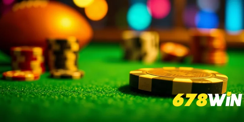 Cận cảnh chip poker trên nền xanh, kết luận về kỹ năng và kỷ luật