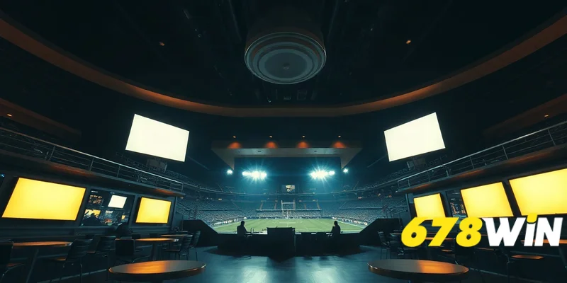 Không gian quán thể thao về đêm với màn hình trống, nơi tìm hiểu odds và xác suất